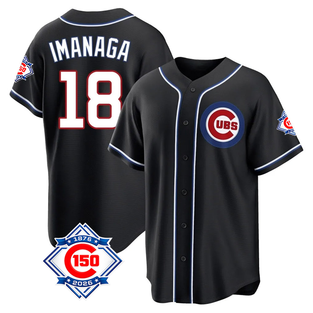 Punc C.Cubs #18 Shota Imanaga Player Black Fashion Out 150th Anniversary Game Stitched Jerseys