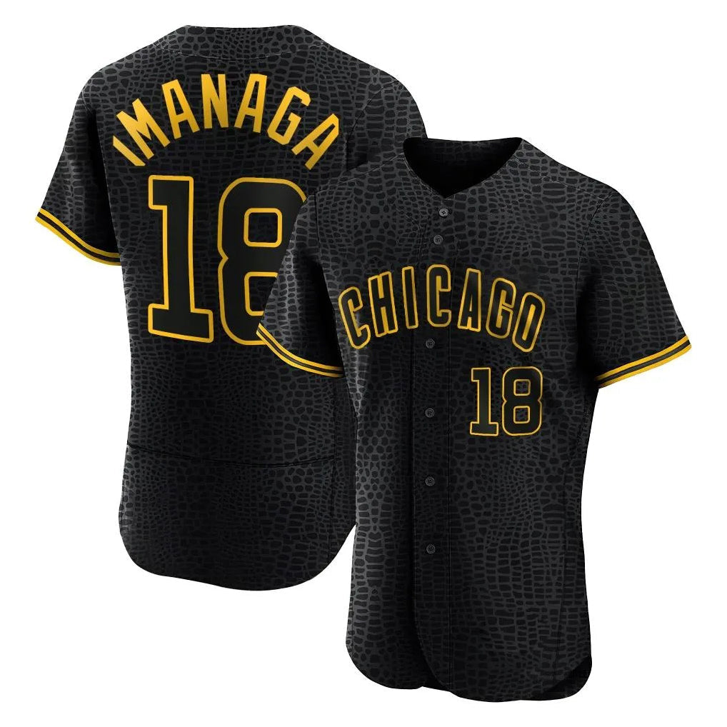 Punc C.Cubs #18 Shota Imanaga Player Black Snake Skin City Limited Elite Home Game Stitched Jerseys