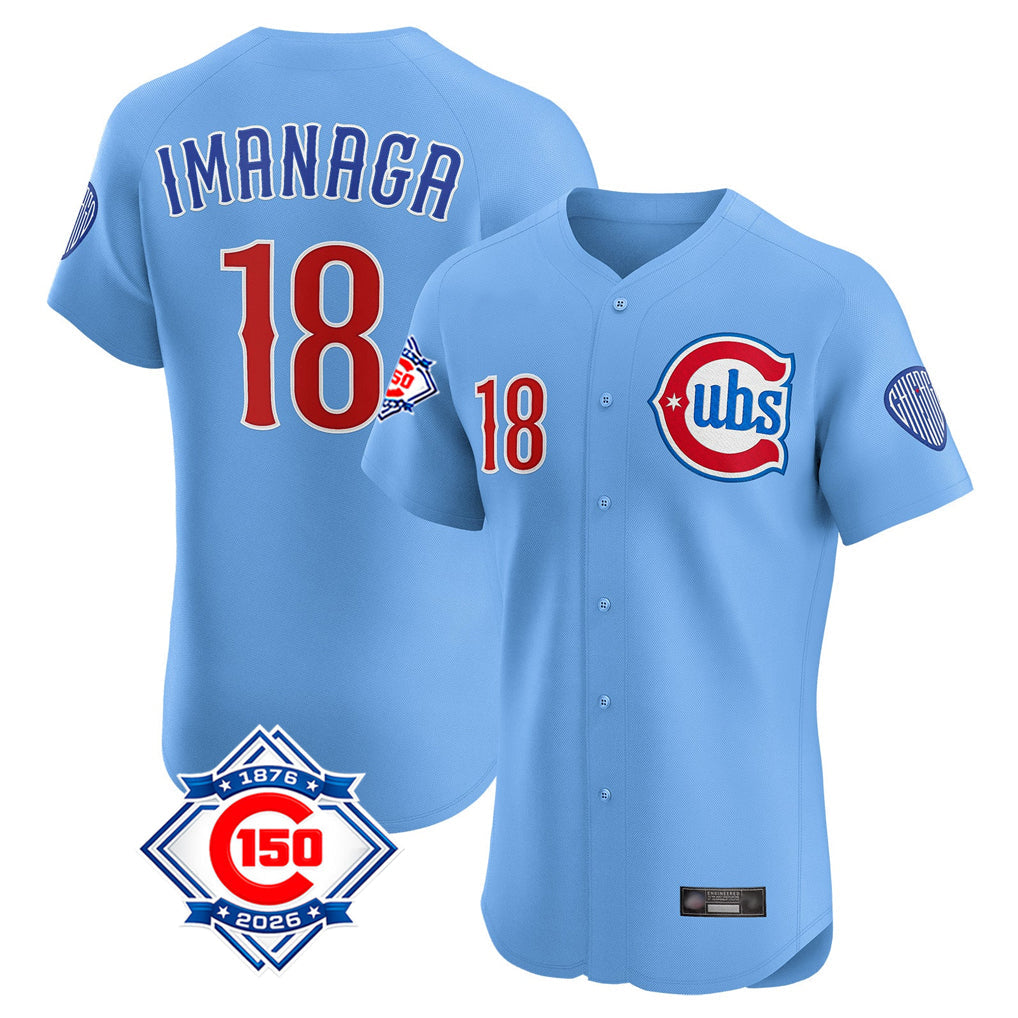 Punc C.Cubs #18 Shota Imanaga Player Light Blue 150th Anniversary Limited Elite Home Stitched Jerseys