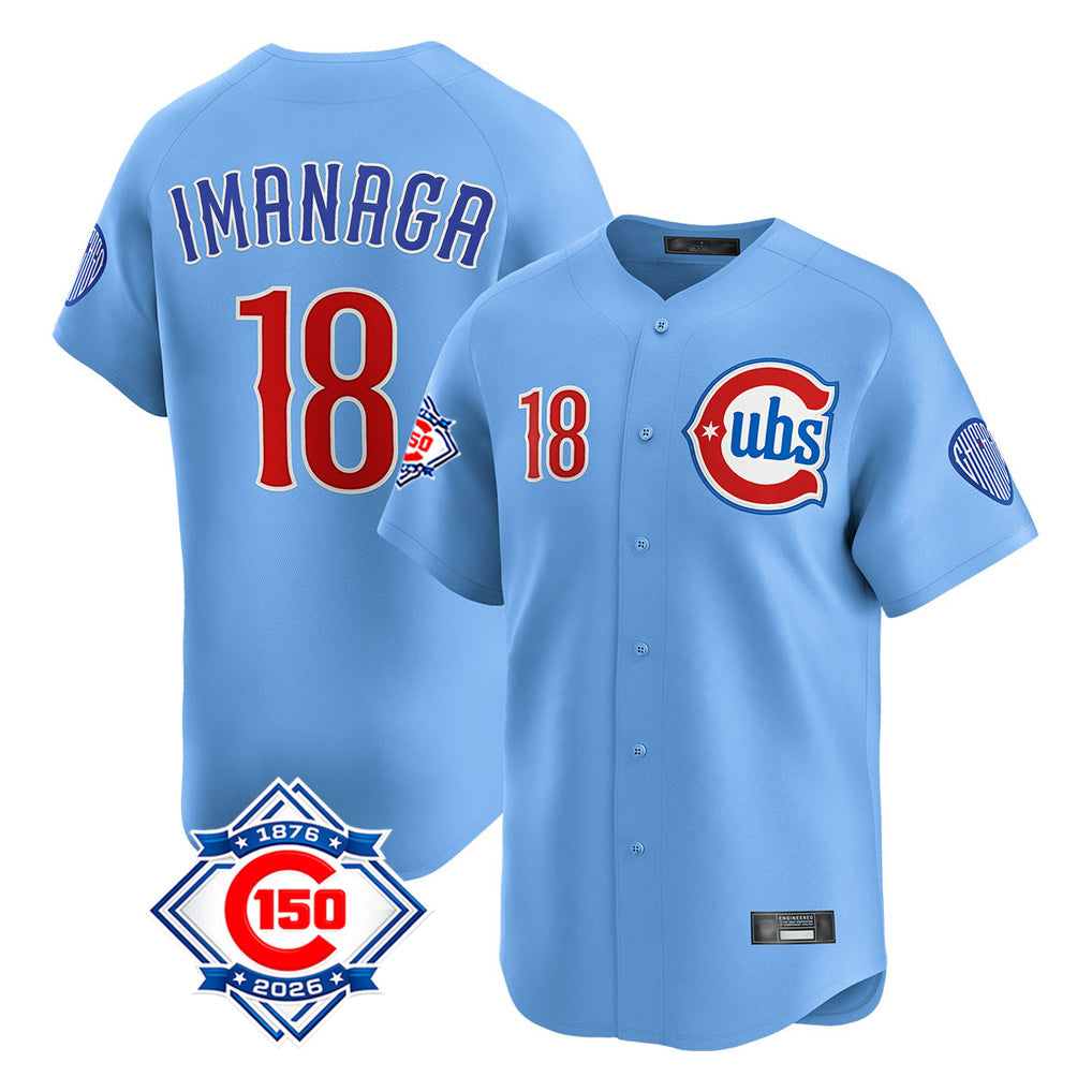 Punc C.Cubs #18 Shota Imanaga Player Light Blue 150th Anniversary Limited Home Stitched Jerseys