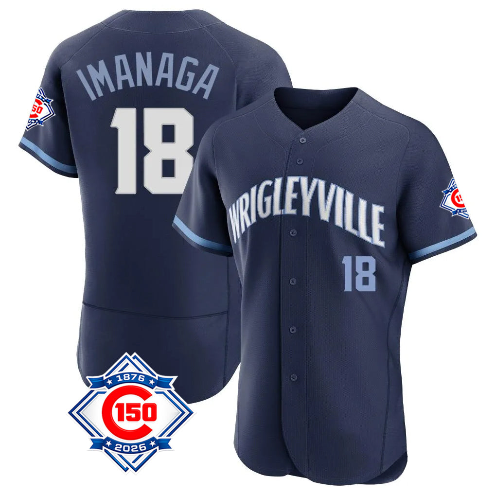 Punc C.Cubs #18 Shota Imanaga Player Navy City Connect 150th Anniversary Limited Elite Home Stitched Jerseys