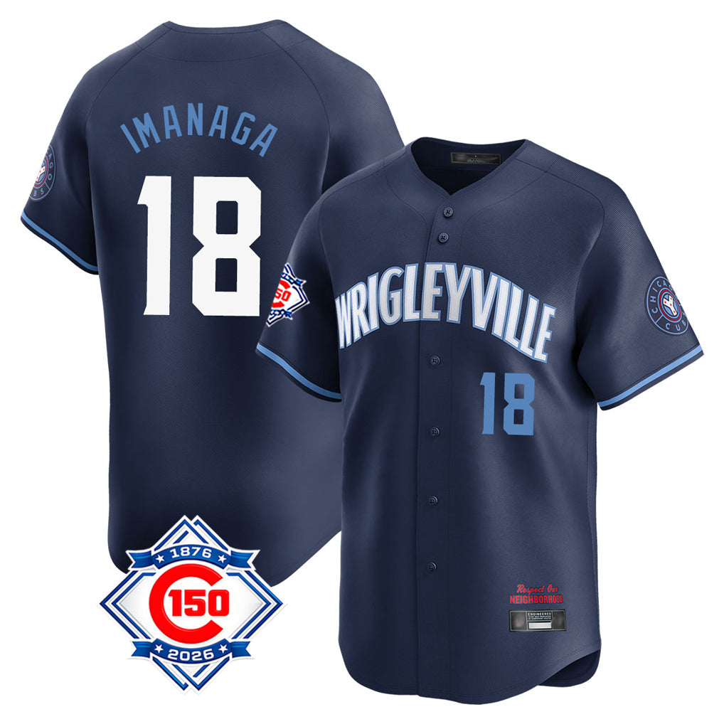 Punc C.Cubs #18 Shota Imanaga Player Navy City Connect 150th Anniversary Limited Home Stitched Jerseys