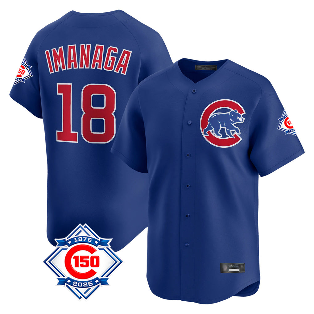 Punc C.Cubs #18 Shota Imanaga Player Royal 150th Anniversary Limited Home Stitched Jerseys
