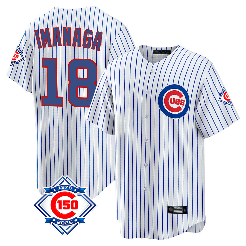 Punc C.Cubs #18 Shota Imanaga Player White 150th Anniversary Home Game Stitched Jerseys