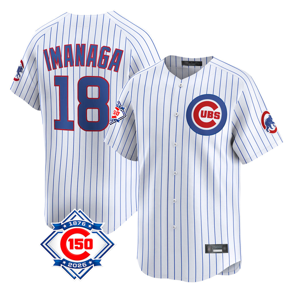 Punc C.Cubs #18 Shota Imanaga Player White 150th Anniversary Limited Home Game Stitched Jerseys