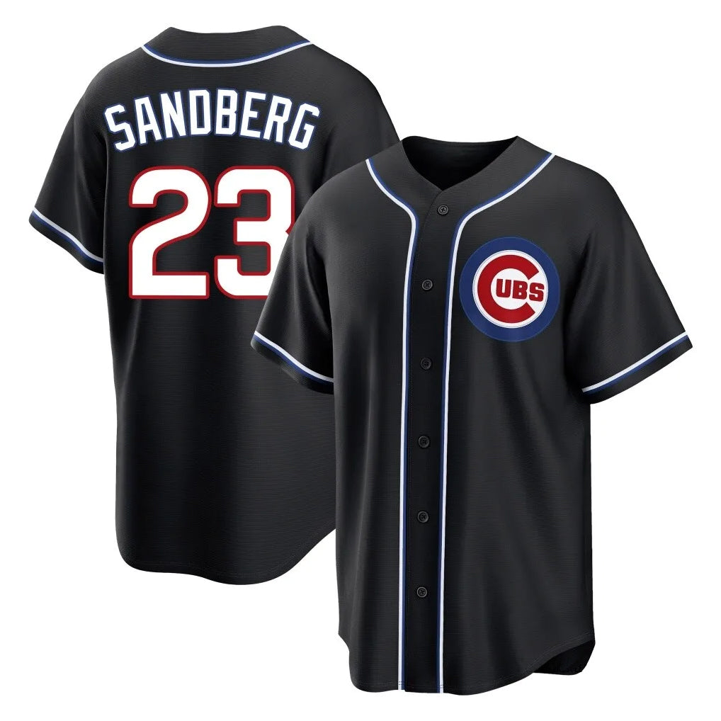 Punc C.Cubs #23 Ryne Sandberg Player Black Fashion Out Game Stitched Jerseys