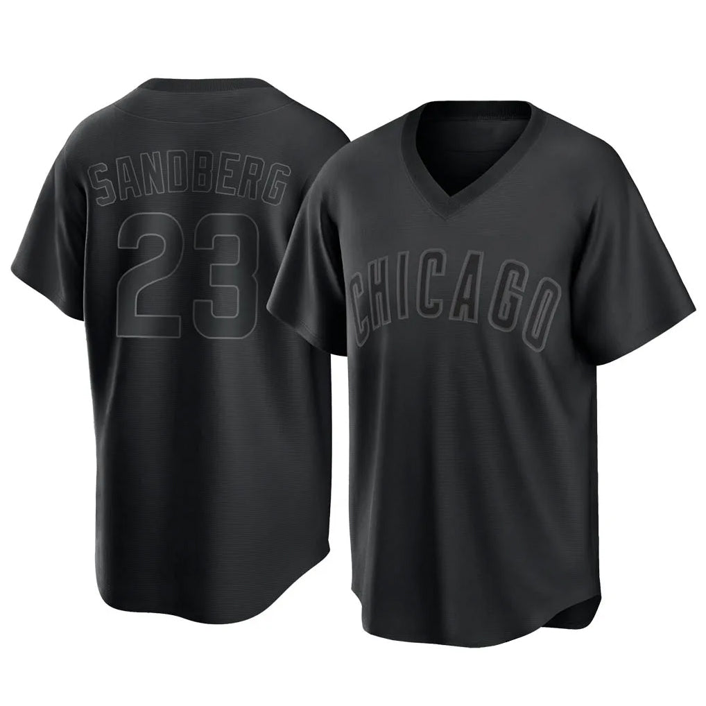 Punc C.Cubs #23 Ryne Sandberg Player Black T-shirt Home Game Stitched Jerseys