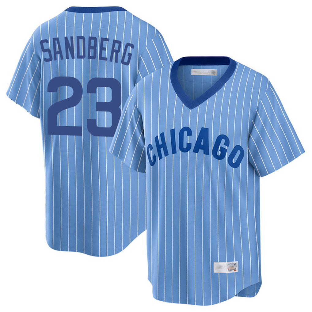 Punc C.Cubs #23 Ryne Sandberg Player Blue T-shirt Cooperstown Collection Limited Stitched Jerseys