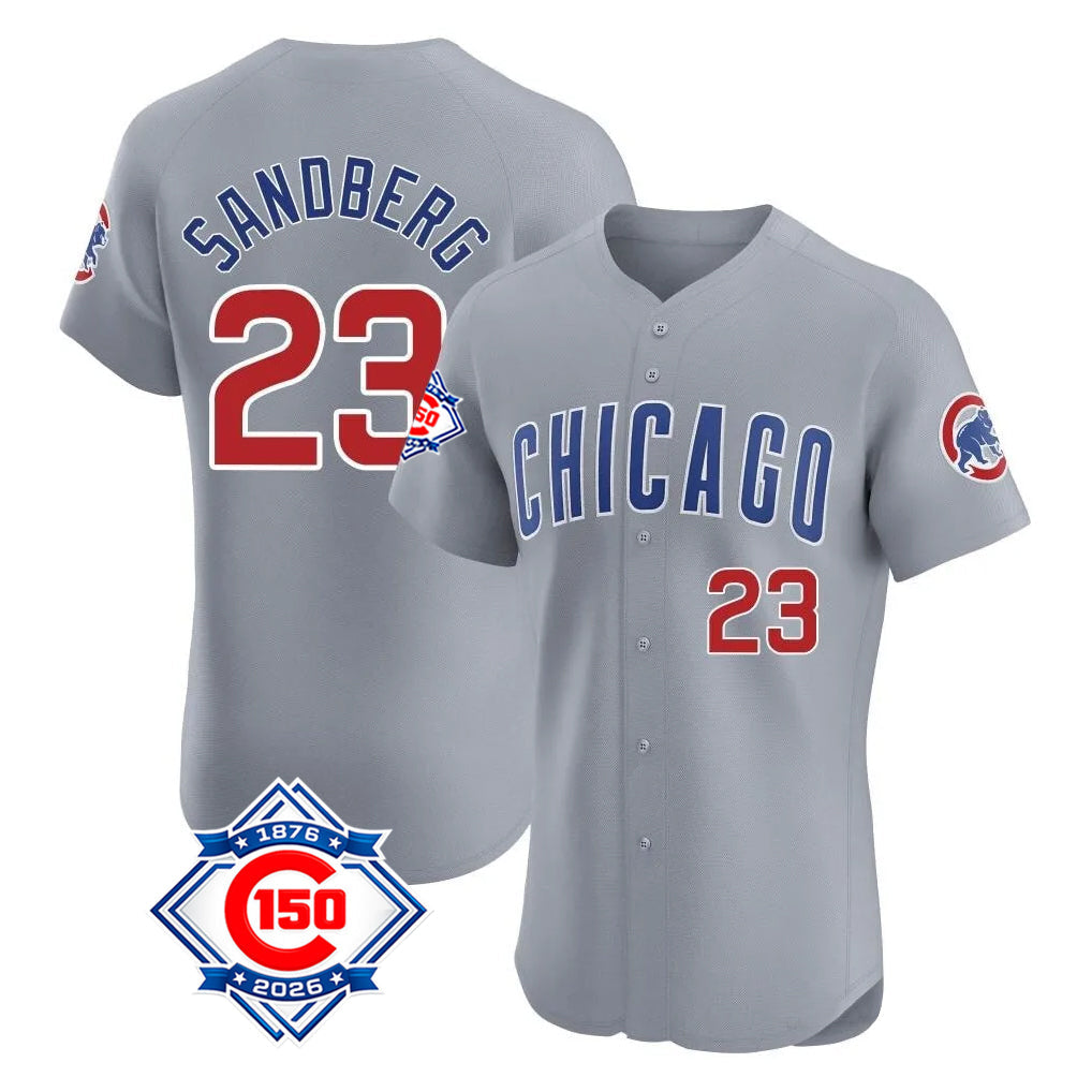 Punc C.Cubs #23 Ryne Sandberg Player Gray Road 150th Anniversary Limited Elite Home Stitched Jerseys