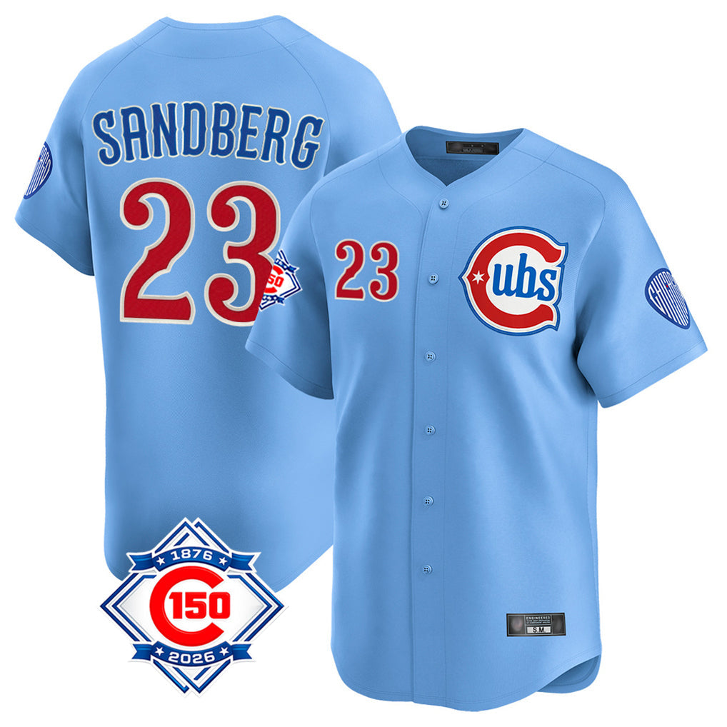 Punc C.Cubs #23 Ryne Sandberg Player Light Blue 150th Anniversary Limited Home Stitched Jerseys