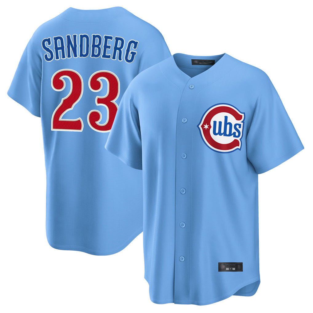 Punc C.Cubs #23 Ryne Sandberg Player Light Blue Home Game Stitched Jerseys