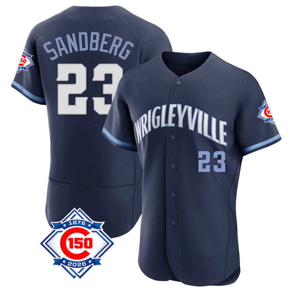 Punc C.Cubs #23 Ryne Sandberg Player Navy City Connect 150th Anniversary Limited Elite Home Stitched Jerseys