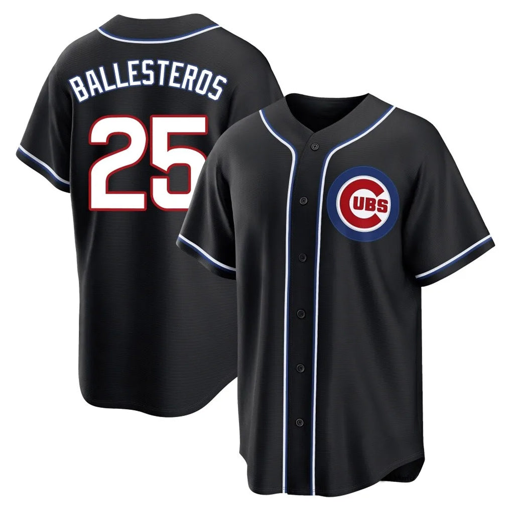 Punc C.Cubs #25 Mois¨¦s Ballesteros Player Black Fashion Out Game Stitched Jerseys