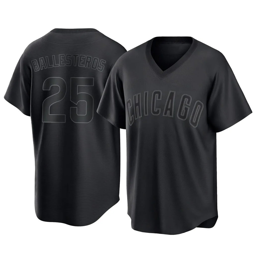 Punc C.Cubs #25 Mois¨¦s Ballesteros Player Black T-shirt Home Game Stitched Jerseys