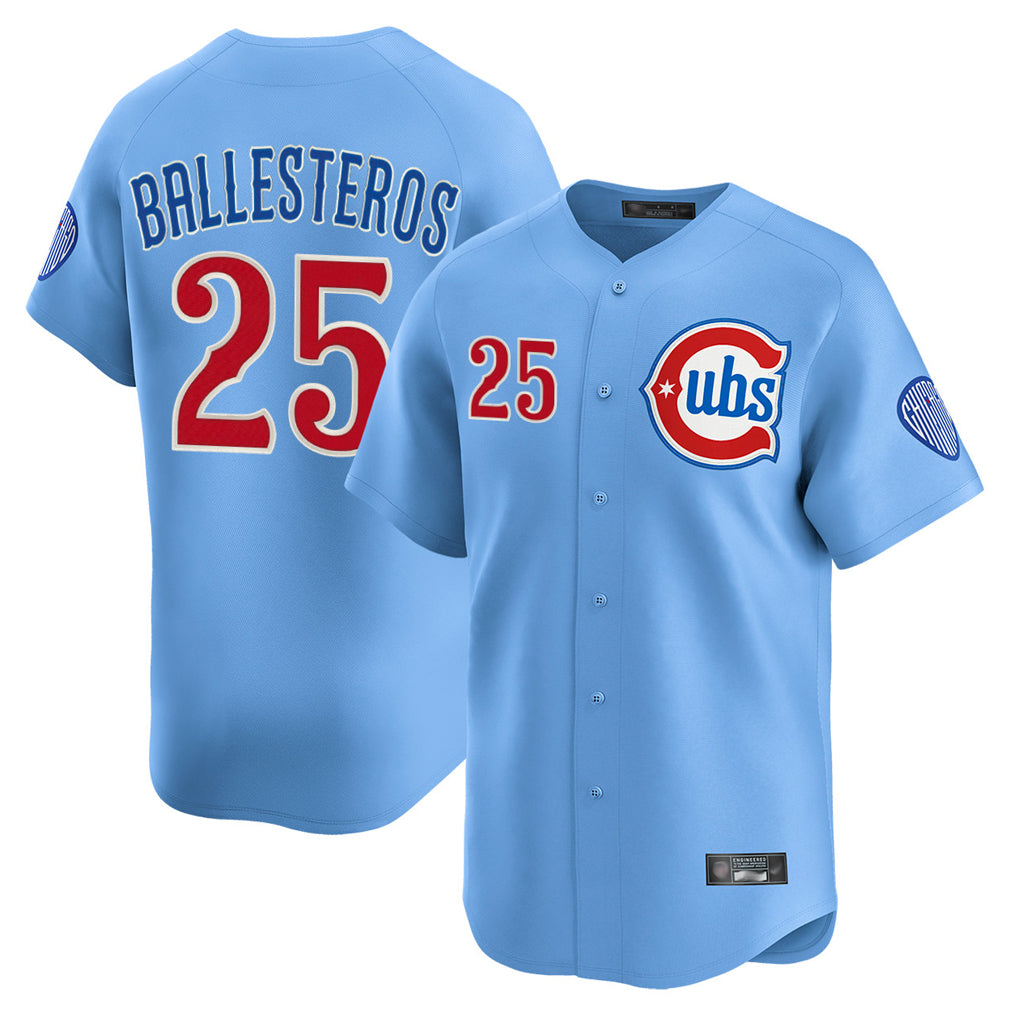 Punc C.Cubs #25 Mois¨¦s Ballesteros Player Light Blue Limited Home Stitched Jerseys