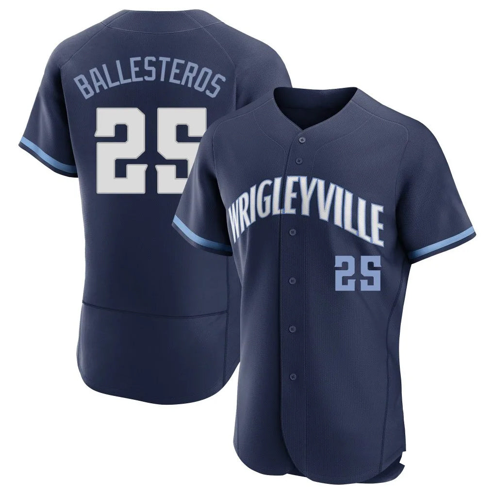 Punc C.Cubs #25 Mois¨¦s Ballesteros Player Navy City Connect Limited Elite Home Stitched Jerseys