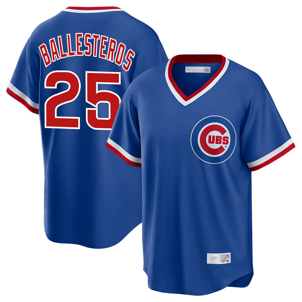 Punc C.Cubs #25 Mois¨¦s Ballesteros Player Royal T-shirt Cooperstown Collection Limited Stitched Jerseys