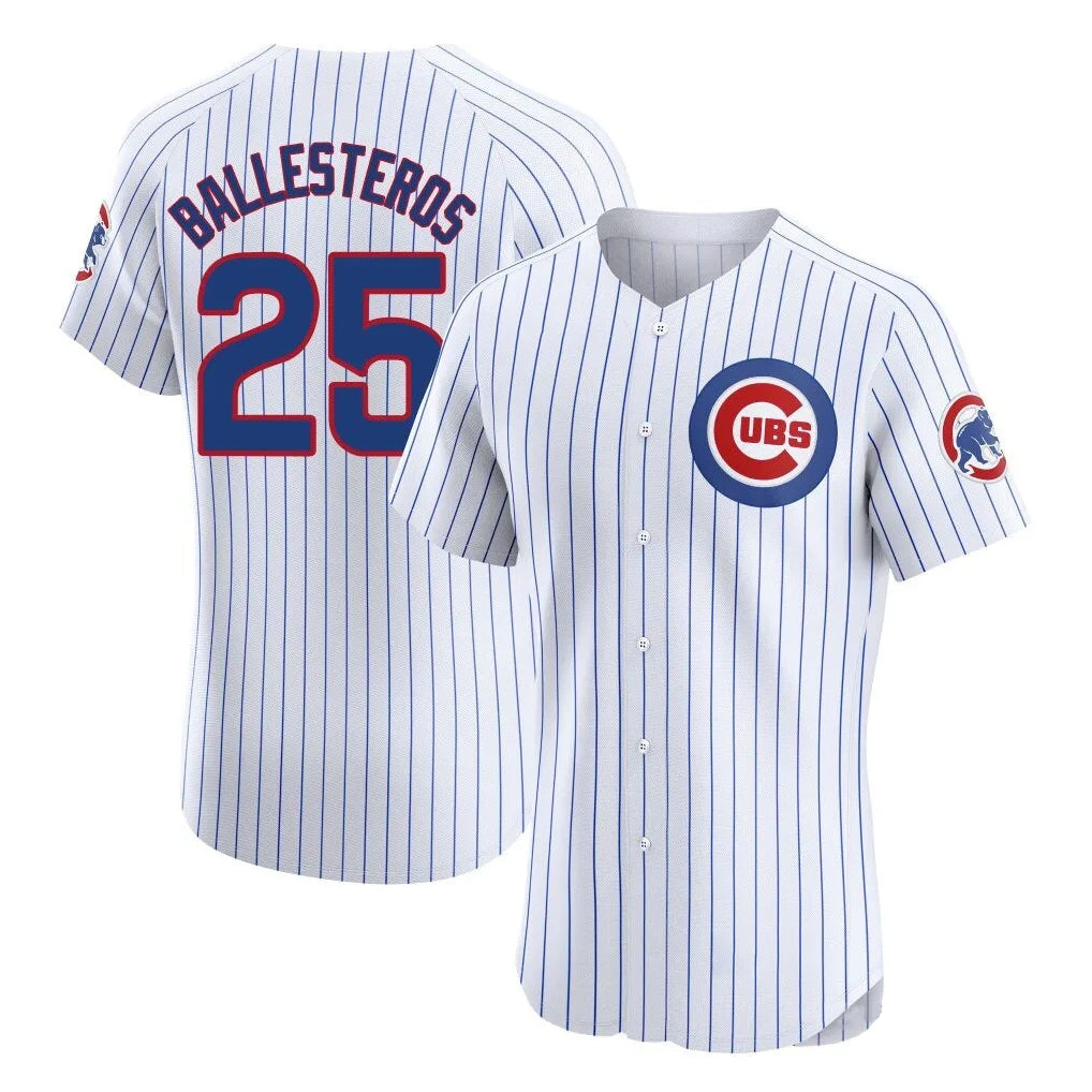 Punc C.Cubs #25 Mois¨¦s Ballesteros Player White Limited Elite Home Game Stitched Jerseys