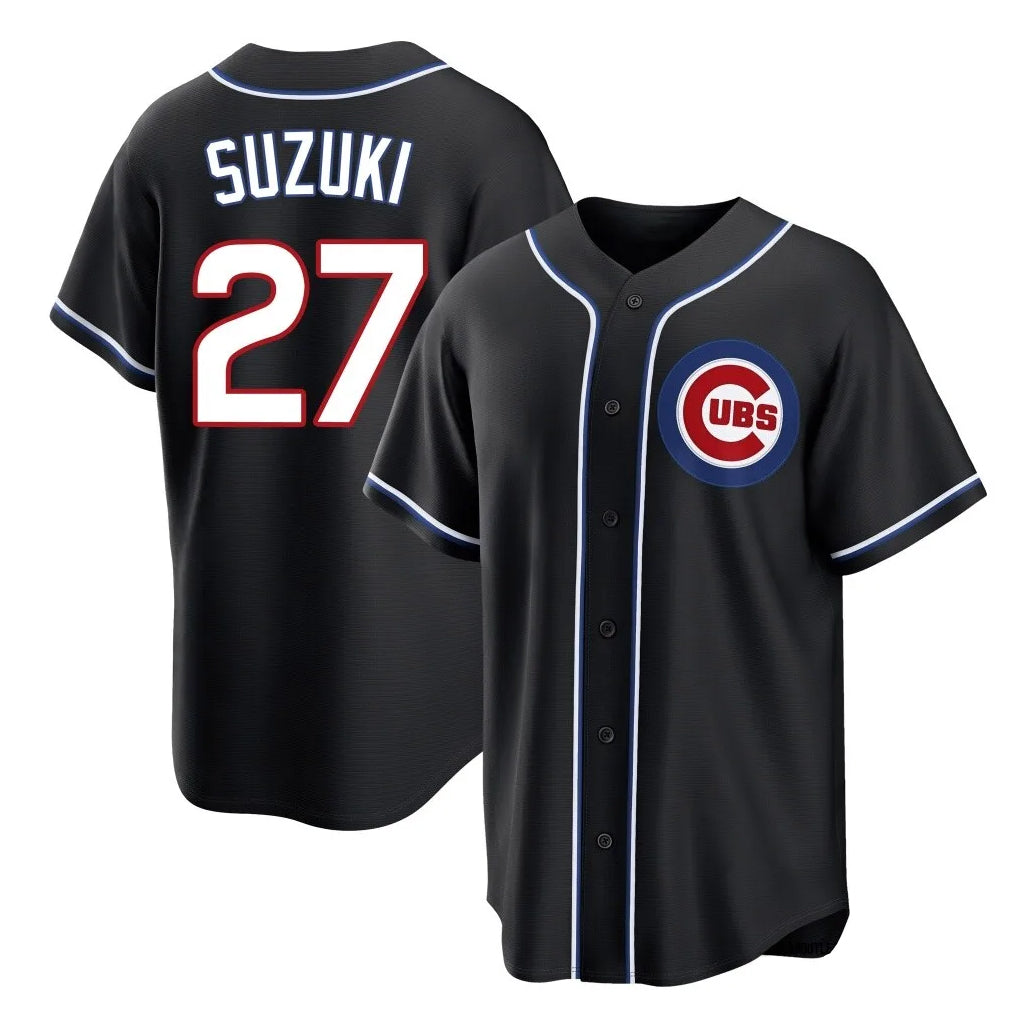 Punc C.Cubs #27 Seiya Suzuki Player Black Fashion Out Game Stitched Jerseys