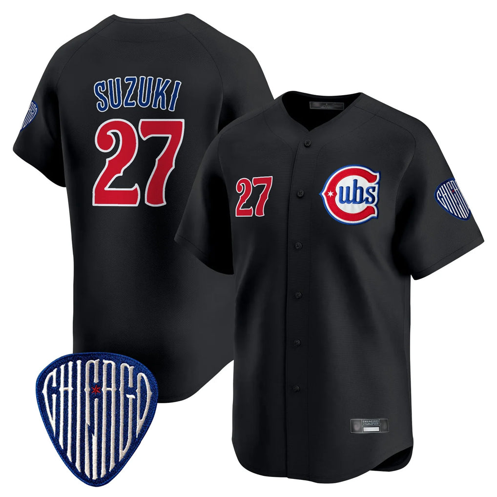Punc C.Cubs #27 Seiya Suzuki Player Black Vapor Premier Limited Home Stitched Jerseys