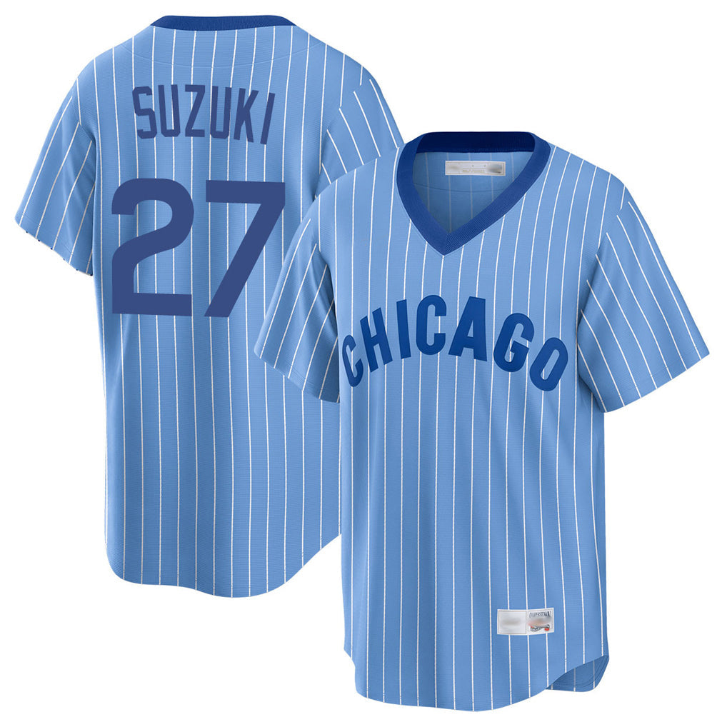 Punc C.Cubs #27 Seiya Suzuki Player Blue T-shirt Cooperstown Collection Limited Stitched Jerseys