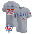 Punc C.Cubs #27 Seiya Suzuki Player Gray Road 150th Anniversary Limited Elite Home Stitched Jerseys