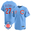 Punc C.Cubs #27 Seiya Suzuki Player Light Blue 150th Anniversary Limited Home Stitched Jerseys