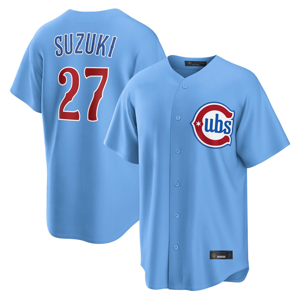 Punc C.Cubs #27 Seiya Suzuki Player Light Blue Home Game Stitched Jerseys