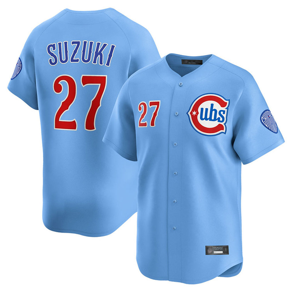 Punc C.Cubs #27 Seiya Suzuki Player Light Blue Limited Home Stitched Jerseys