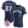 Punc C.Cubs #27 Seiya Suzuki Player Navy City Connect 150th Anniversary Limited Elite Home Stitched Jerseys