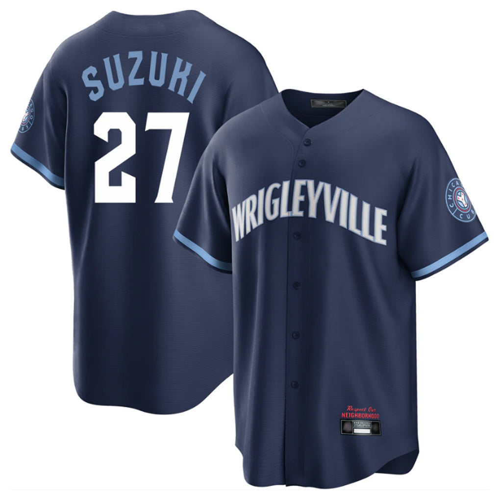 Punc C.Cubs #27 Seiya Suzuki Player Navy City Connect Home Game Stitched Jerseys