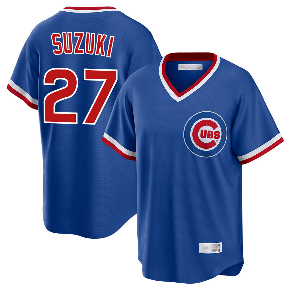 Punc C.Cubs #27 Seiya Suzuki Player Royal T-shirt Cooperstown Collection Limited Stitched Jerseys