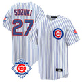 Punc C.Cubs #27 Seiya Suzuki Player White 150th Anniversary Home Game Stitched Jerseys