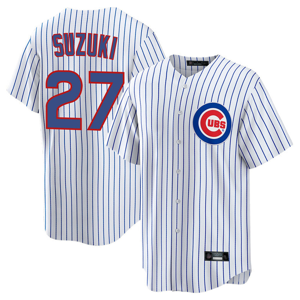 Punc C.Cubs #27 Seiya Suzuki Player White Game Home Stitched Jerseys