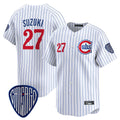Punc C.Cubs #27 Seiya Suzuki Player White Pinstripe Vapor Premier Limited Home Stitched Jerseys