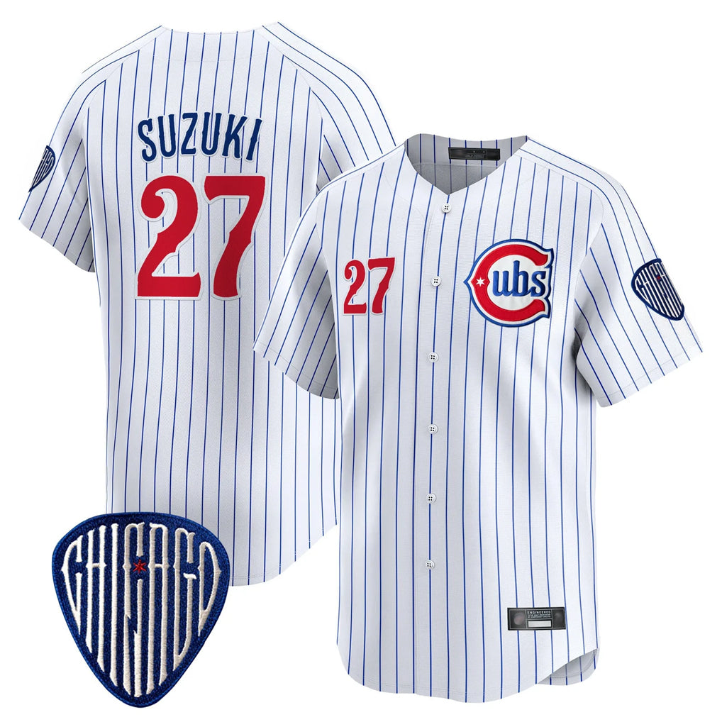 Punc C.Cubs #27 Seiya Suzuki Player White Pinstripe Vapor Premier Limited Home Stitched Jerseys