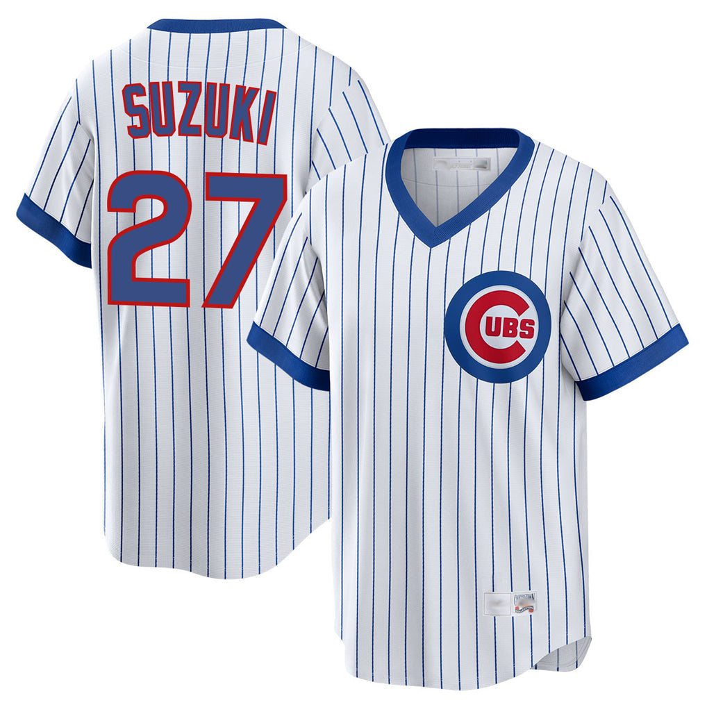 Punc C.Cubs #27 Seiya Suzuki Player White T-shirt Cooperstown Collection Limited Stitched Jerseys