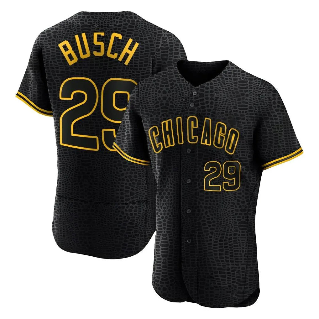 Punc C.Cubs #29 Michael Busch Player Black Snake Skin City Limited Elite Home Game Stitched Jerseys
