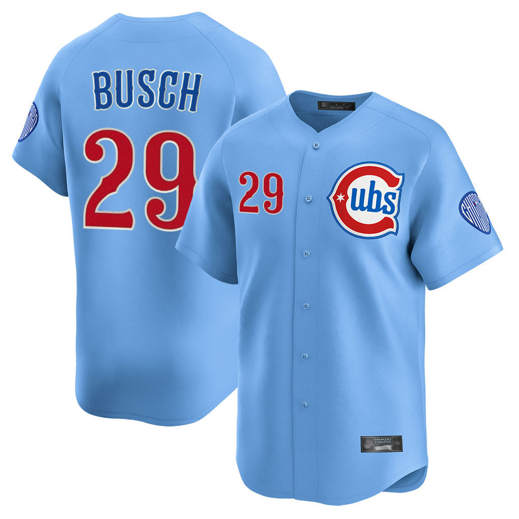 Punc C.Cubs #29 Michael Busch Player Light Blue Limited Home Stitched Jerseys