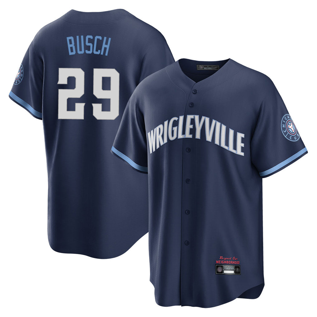 Punc C.Cubs #29 Michael Busch Player Navy City Connect Home Game Stitched Jerseys