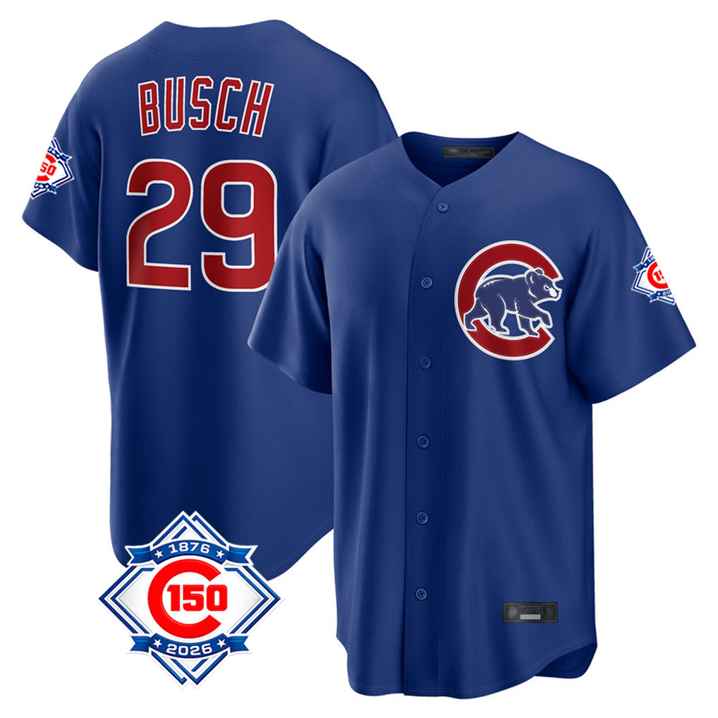 Punc C.Cubs #29 Michael Busch Player Royal 150th Anniversary Home Game Stitched Jerseys