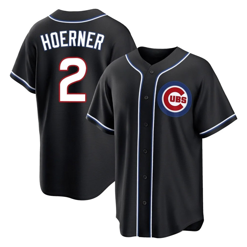Punc C.Cubs #2 Nico Hoerner Player Black Fashion Out Game Stitched Jerseys