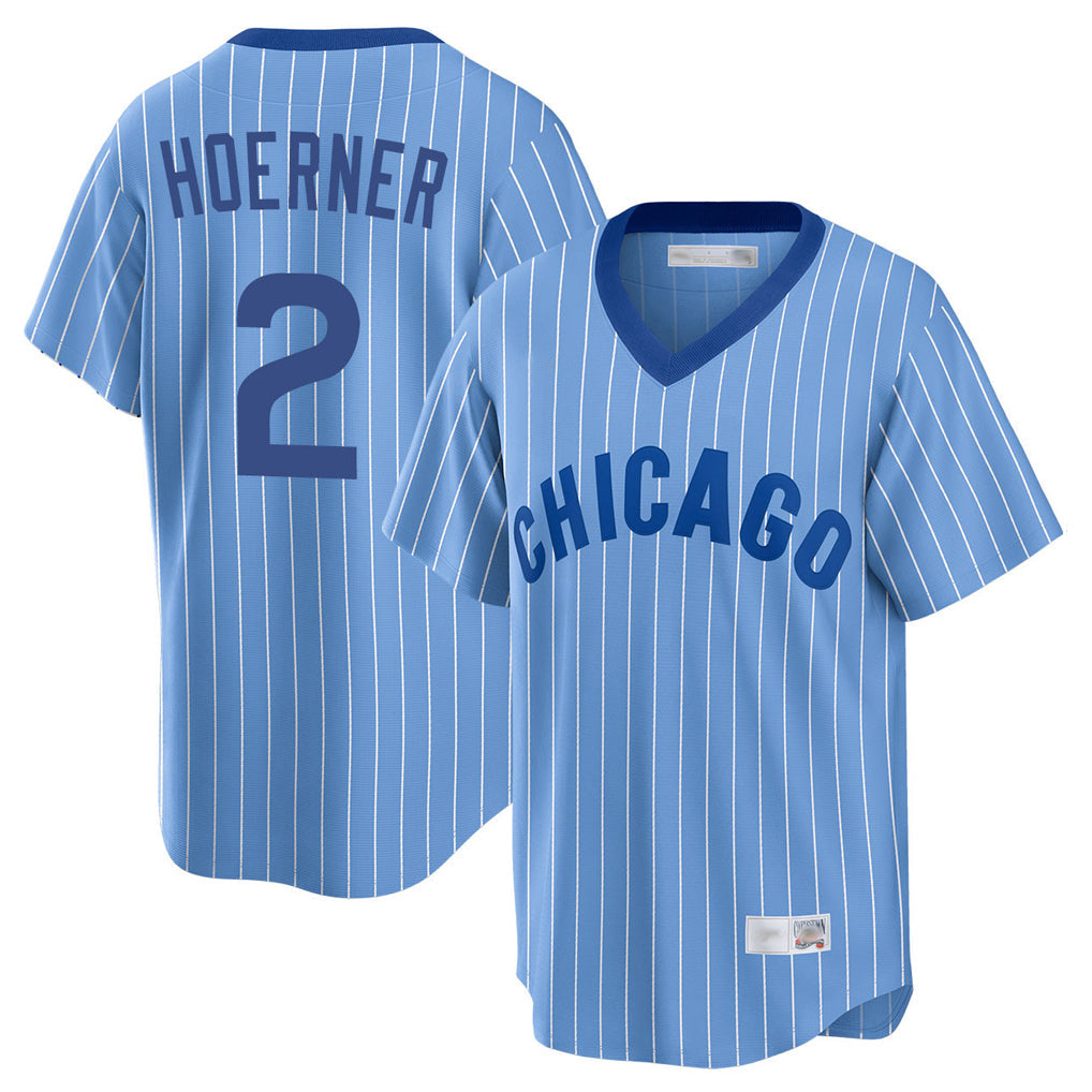Punc C.Cubs #2 Nico Hoerner Player Blue T-shirt Cooperstown Collection Limited Stitched Jerseys
