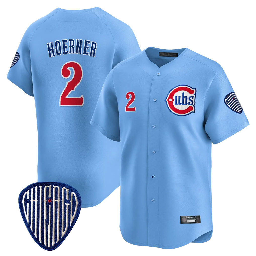 Punc C.Cubs #2 Nico Hoerner Player Blue Vapor Premier Limited Home Stitched Jerseys