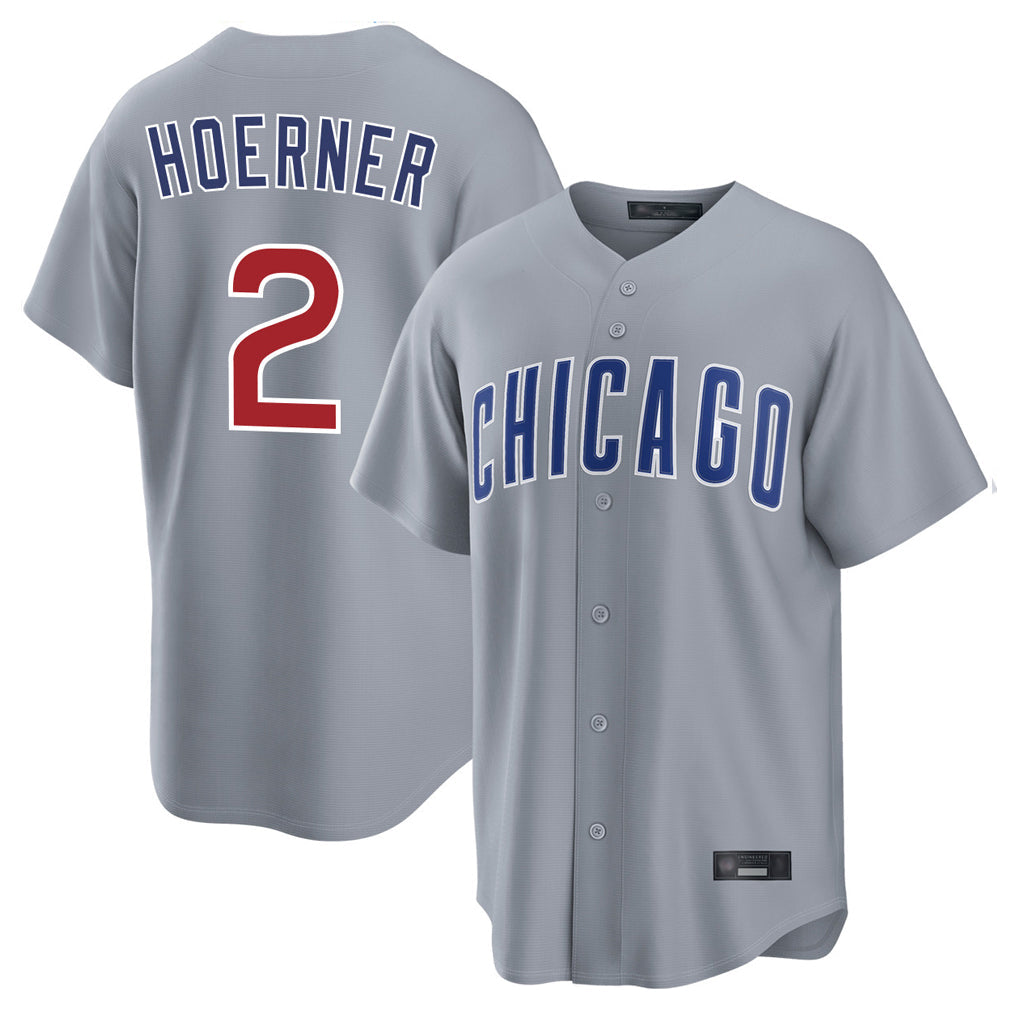 Punc C.Cubs #2 Nico Hoerner Player Gray Home Game Stitched Jerseys