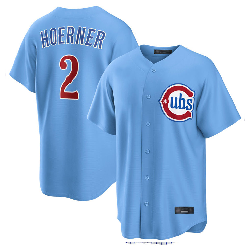 Punc C.Cubs #2 Nico Hoerner Player Light Blue Home Game Stitched Jerseys