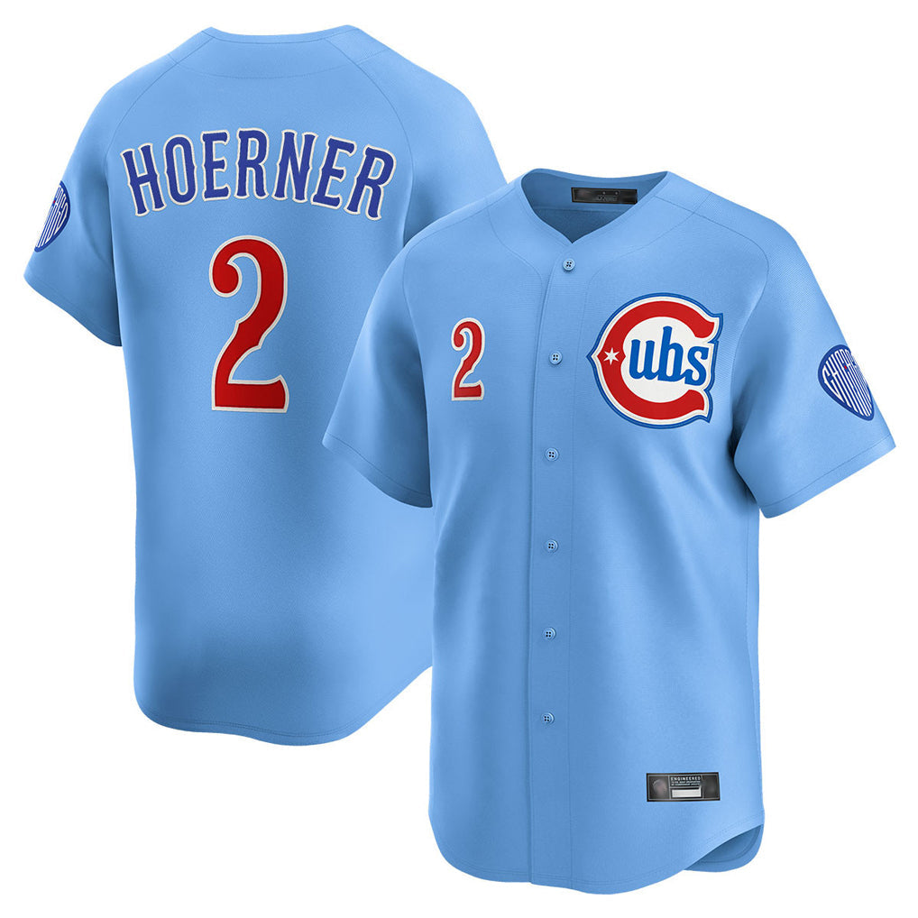Punc C.Cubs #2 Nico Hoerner Player Light Blue Limited Home Stitched Jerseys
