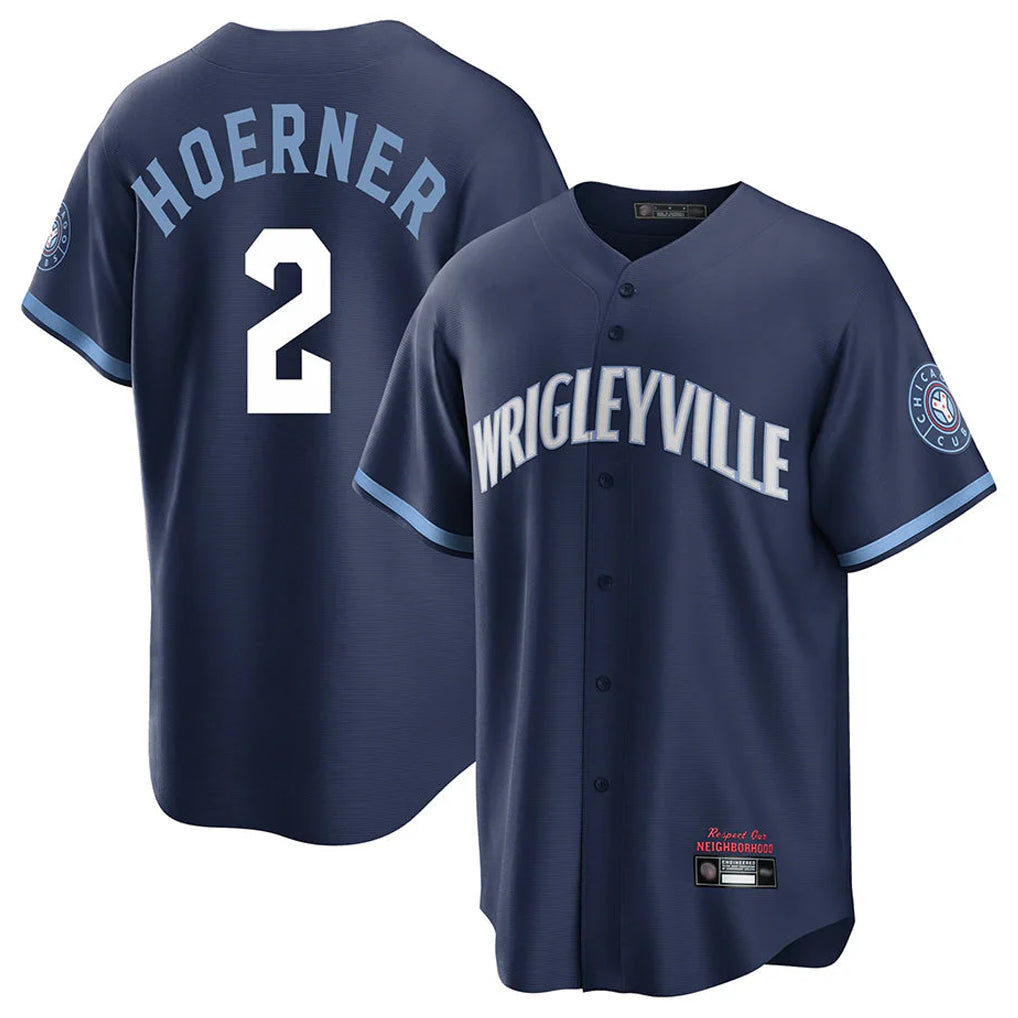 Punc C.Cubs #2 Nico Hoerner Player Navy City Connect Home Game Stitched Jerseys
