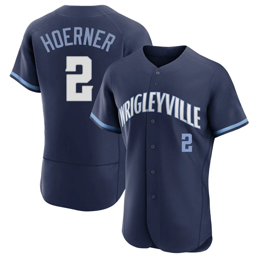 Punc C.Cubs #2 Nico Hoerner Player Navy City Connect Limited Elite Home Stitched Jerseys