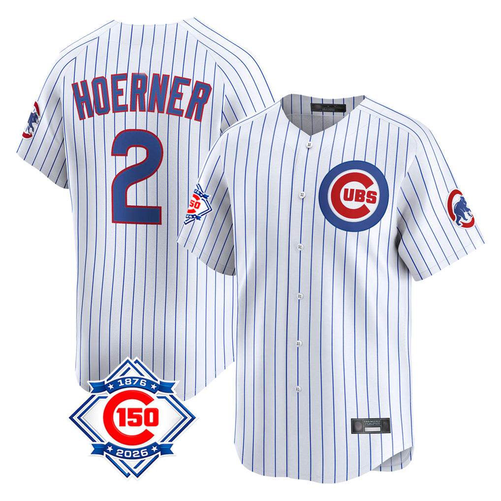 Punc C.Cubs #2 Nico Hoerner Player White 150th Anniversary Limited Home Game Stitched Jerseys